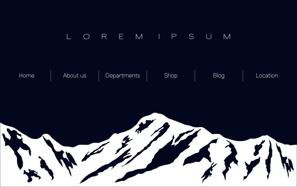 黑白相间的山脊。矢量插图与文字空间。图片下载