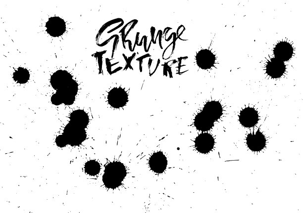 Handdrawn枯燥乏味的纹理。抽象墨滴背景。黑白grunge插图。矢量水彩艺术品模式。图片下载