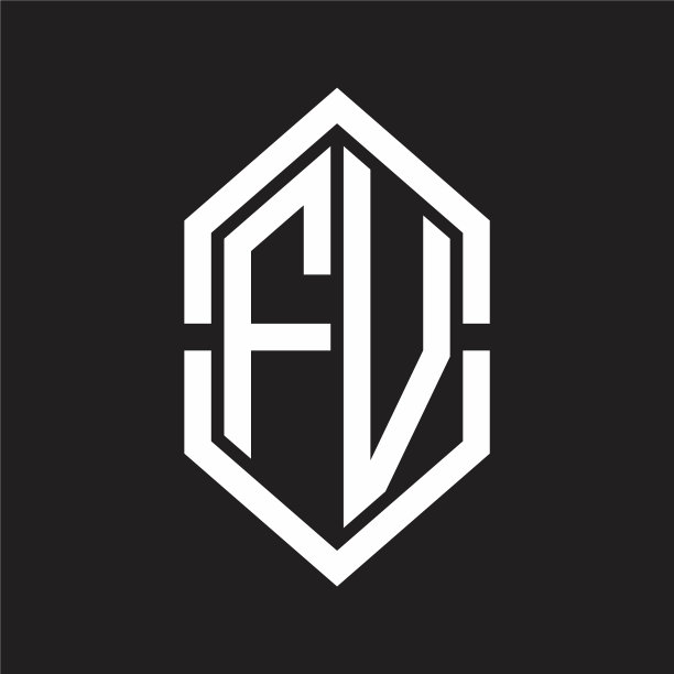 Fv标志字母与六边形形状和轮廓图片下载
