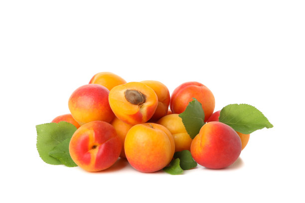 新鲜美味的杏孤立在白色的背景图片下载