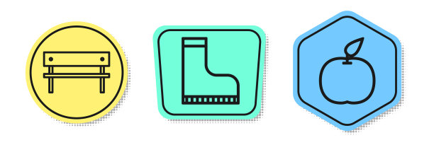 设置线长凳水靴和苹果图片下载