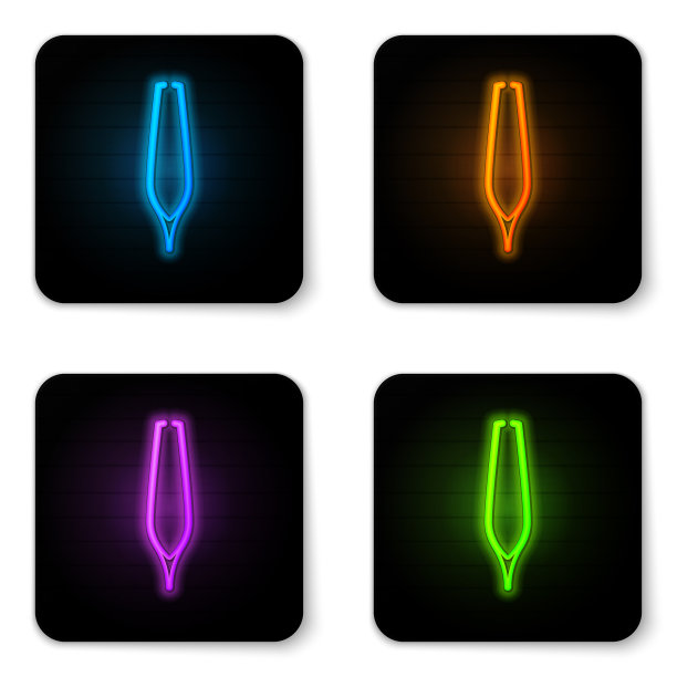 发光霓虹眉镊子图标孤立上图片下载