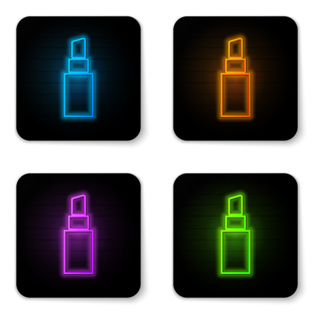 霓虹灯口红图标孤立在白色图片下载