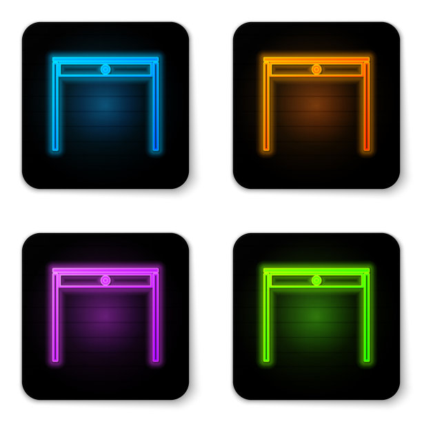 发光的霓虹灯木桌图标孤立在白色图片下载