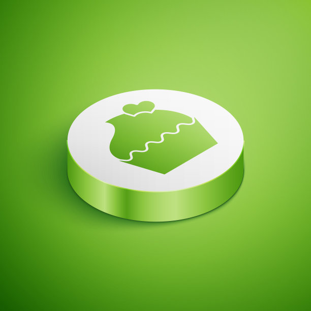 等距婚礼蛋糕与心的图标孤立上图片下载