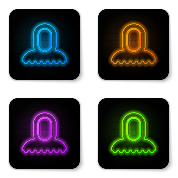 发光的霓虹灯中世纪风帽图标孤立在白色图片下载