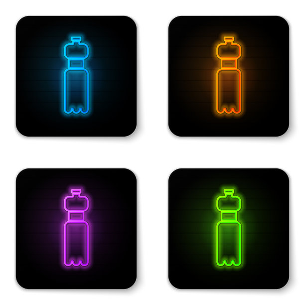 发光的霓虹灯瓶水图标隔离图片下载
