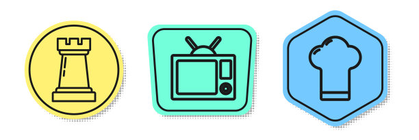 设行象棋符号电视和厨师帽图片下载