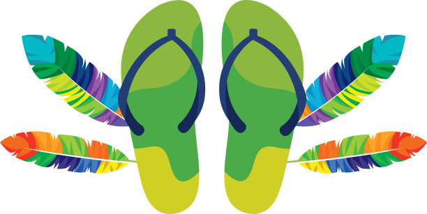人字拖配上异域风情的羽毛图片下载