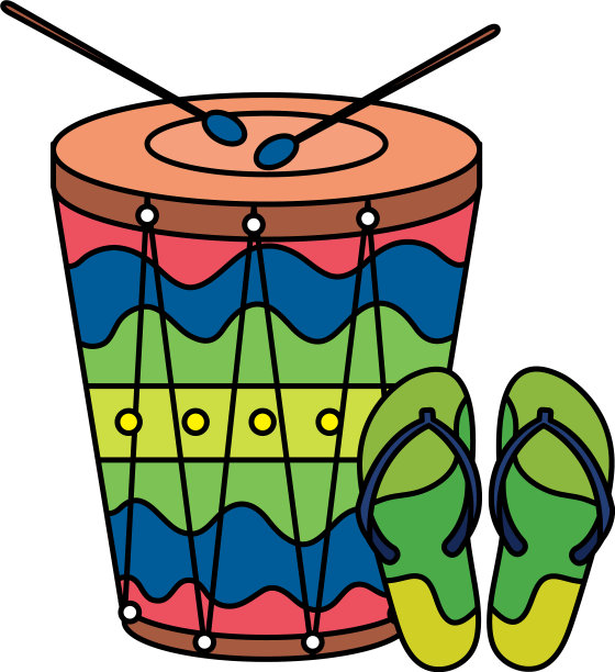 人字拖与鼓孤立的图标图片下载