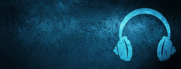 耳机图标特殊的蓝色横幅背景图片下载