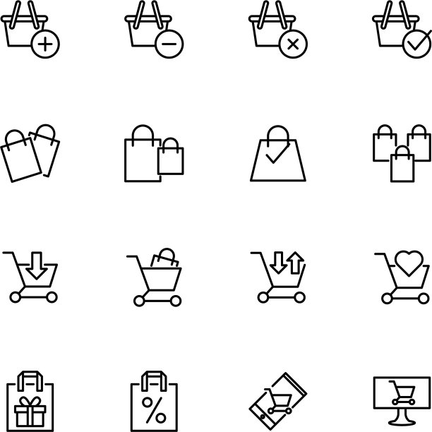 线路图标与电子商务手推车有关图片下载