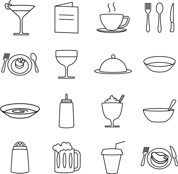 食物服务线图标设置为餐厅或图片下载