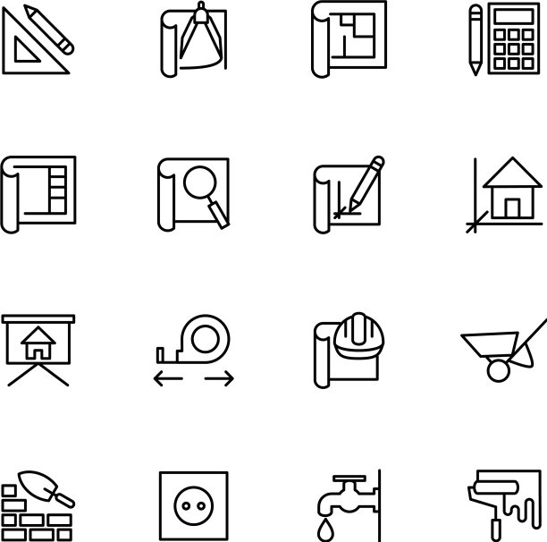 线条图标设置架构师工作步骤图片下载