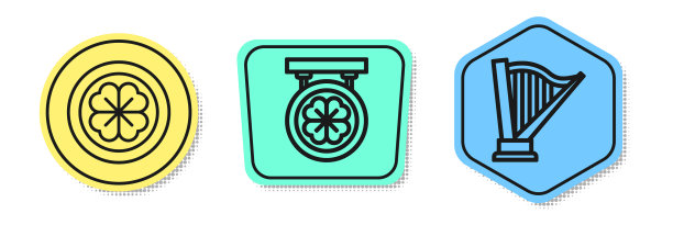 套线金币与四叶三叶草街图片下载