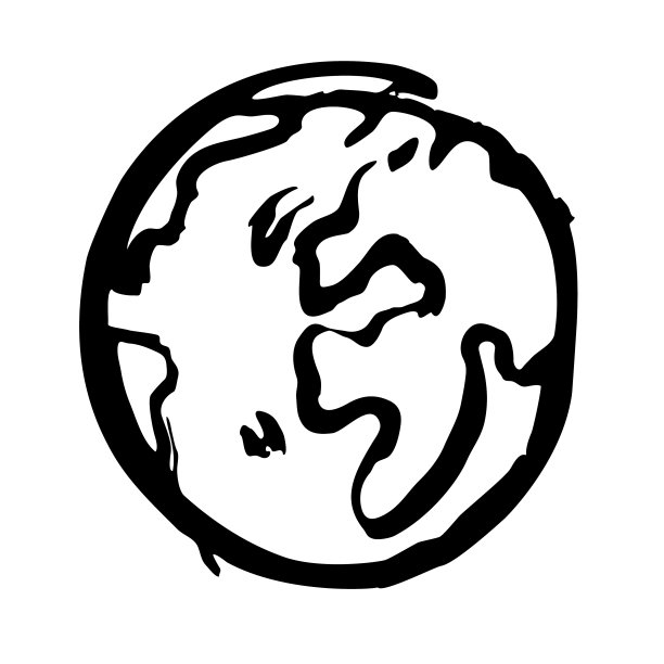 地球地球地球地球。线性程式化的描绘大陆，国家。简单的符号插图草图。黑白手绘涂鸦徒手标志。矢量元素的地理保护空间旅行教育环境问题图片下载