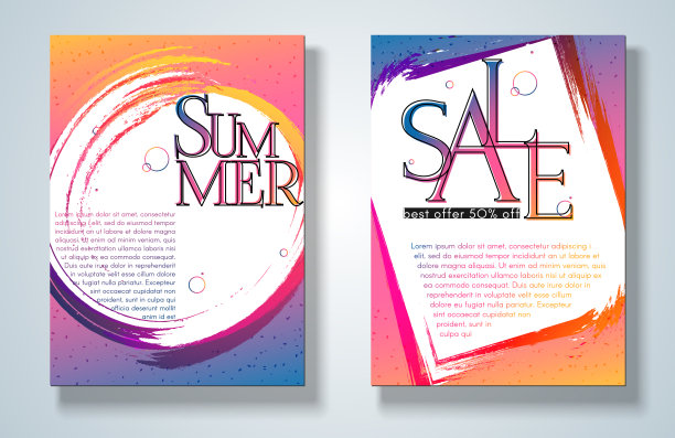 横幅海报夏季销售传单在一个明亮的梯度背景设置现代青年概念的广告音乐派对销售时髦的彩色梯度背景海报传单覆盖夏季颜色青年主题向量图片下载
