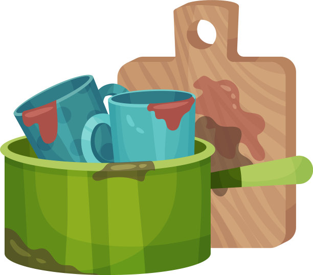 把厨房用具和陶器堆在一起图片下载