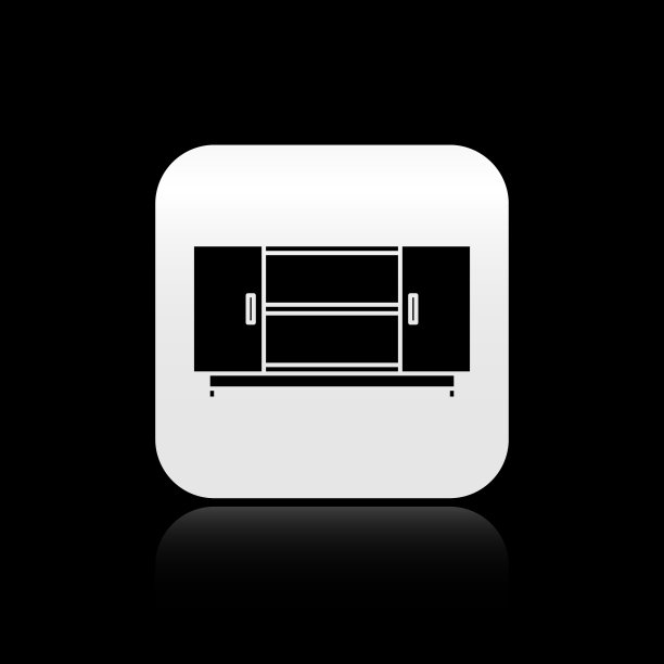 黑色电视台架图标孤立在黑色图片下载