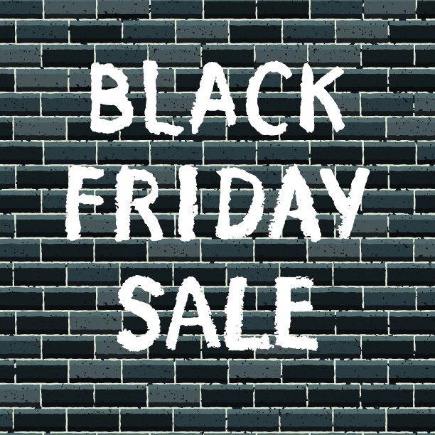 白色手绘涂鸦在砖墙上写着“黑色星期五”。笔迹文本。在垃圾背景上提供横幅。矢量插图的传单，销售，公告。图片下载