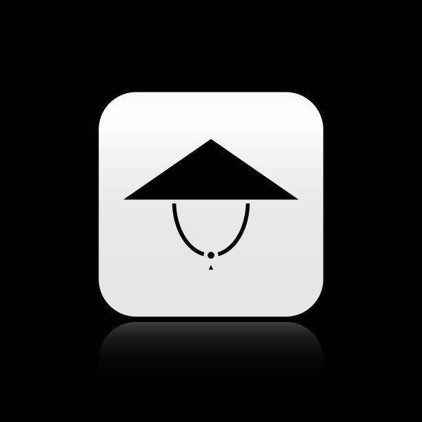 黑色亚洲圆锥帽图标孤立在黑色图片下载