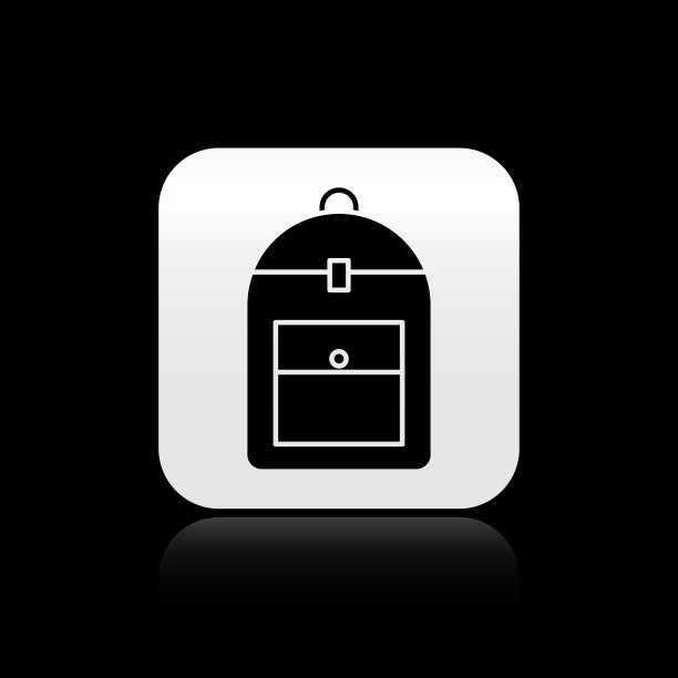 黑色背包图标孤立在黑色背景图片下载