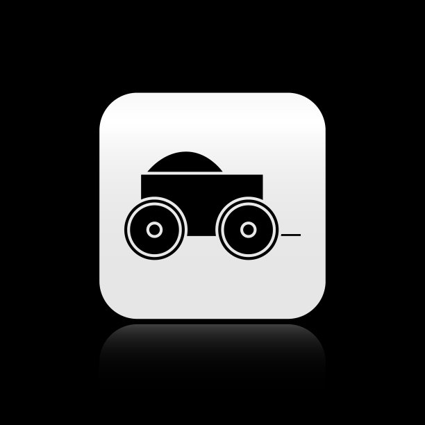 黑色木制四轮手推车与干草图标图片下载