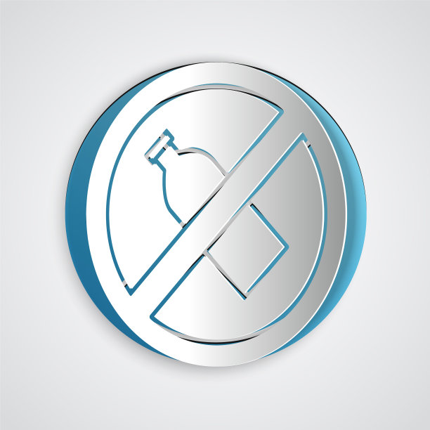 剪纸没有塑料瓶图标孤立在灰色图片下载