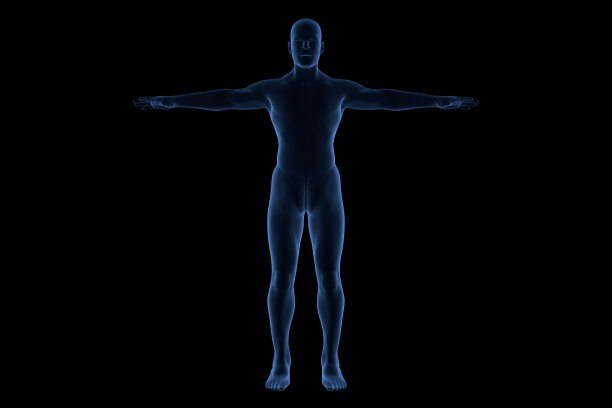 蓝色霓虹勾勒出的人体轮廓图片下载