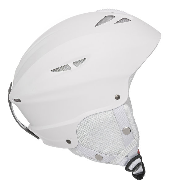 白色安全帽，适合滑雪或骑山地自行车图片下载