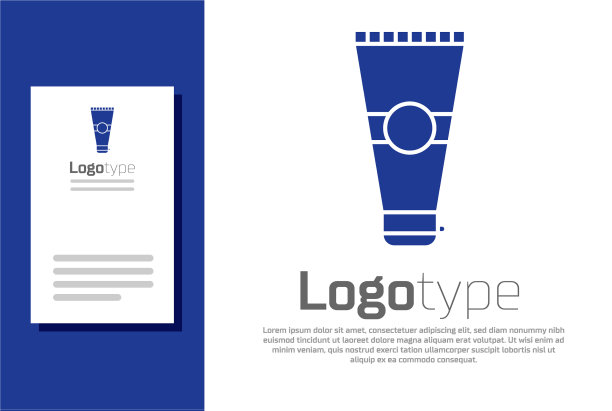 蓝色乳霜或洗液化妆品管图标隔离图片下载