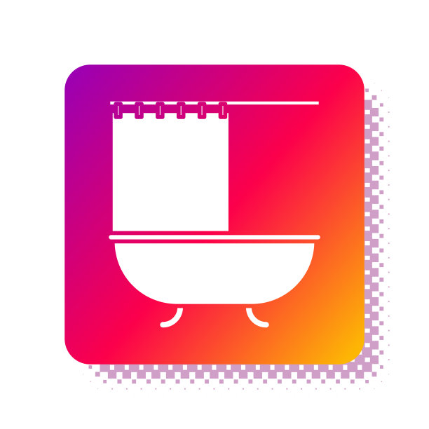 白色浴缸与打开淋浴帘图标图片下载