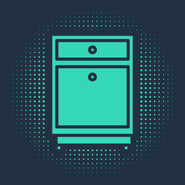 绿色家具床头柜图标孤立在蓝色图片下载