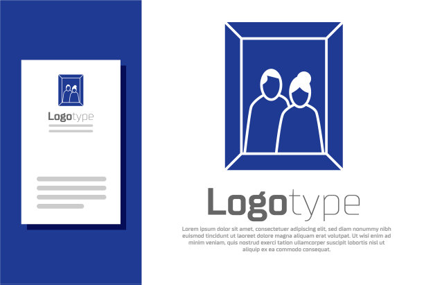 蓝色相框上的表格图标隔离在白色图片下载