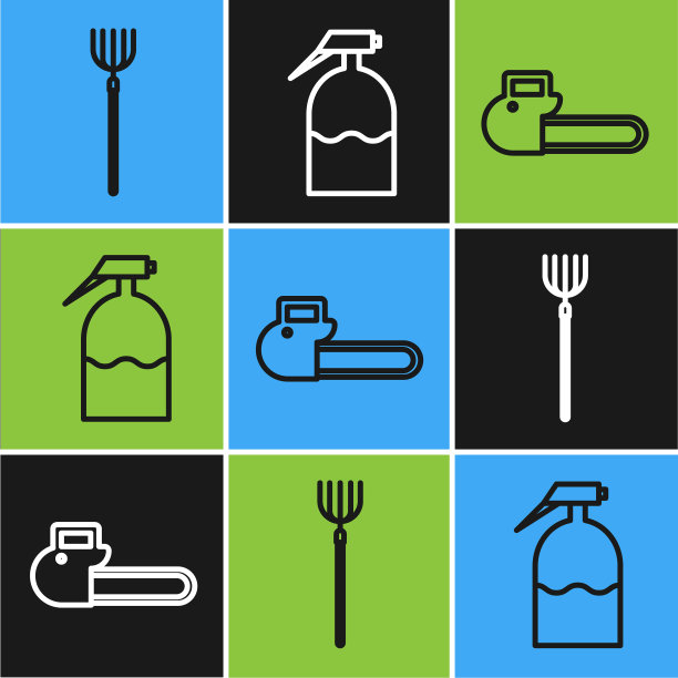 设置线花园草叉链锯和花园图片下载