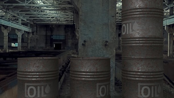 废弃工厂的油桶图片下载