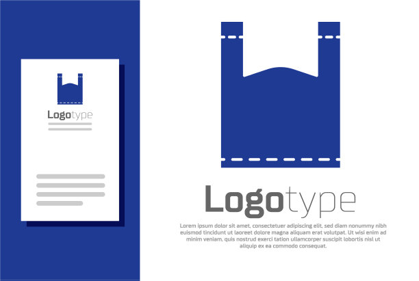 蓝色塑料袋图标孤立在白色背景图片下载