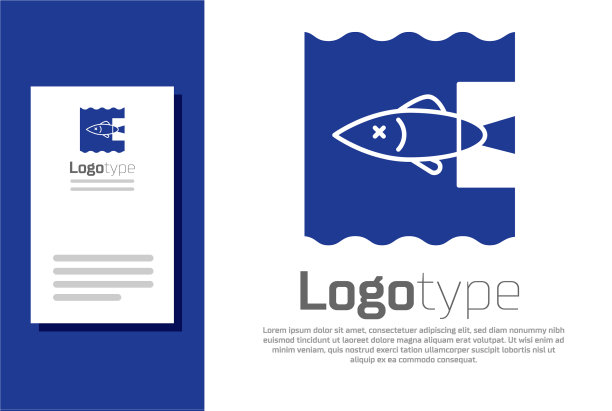 蓝色停止海洋塑料污染图标隔离图片下载