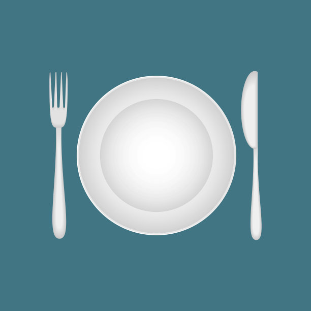 用叉子和刀装盘子图片下载