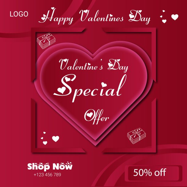 情人节社交媒体帖子设计图片下载