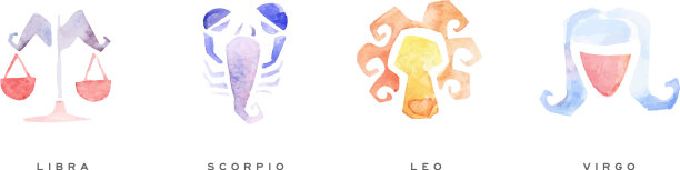 水彩星座:天蝎座天秤座处女座图片下载