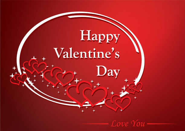 明亮的红色情人节卡与白色框架图片下载