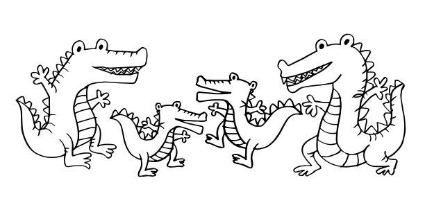 可爱的卡通鳄鱼家庭图片下载