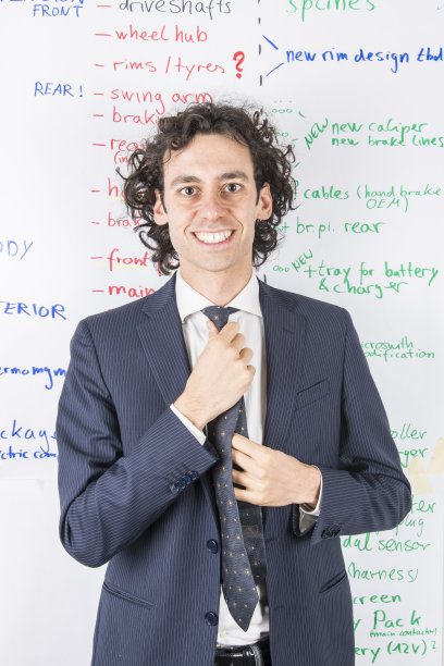 一个年轻商人正在调整领带的肖像图片下载