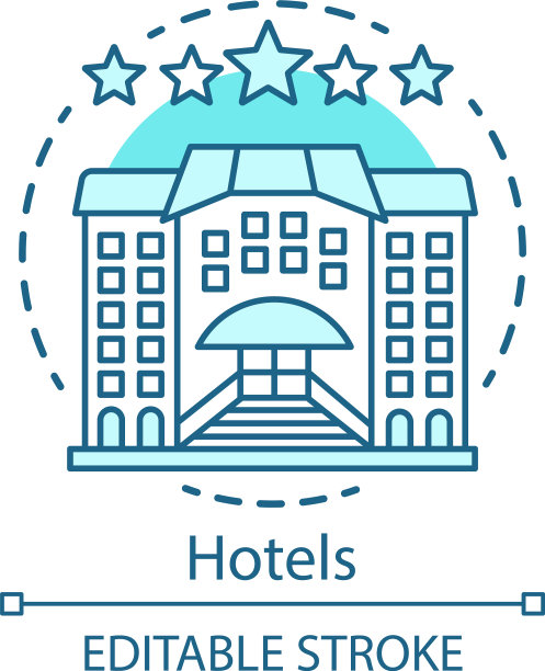 酒店概念，图标，宾馆，青年旅社的想法薄图片下载