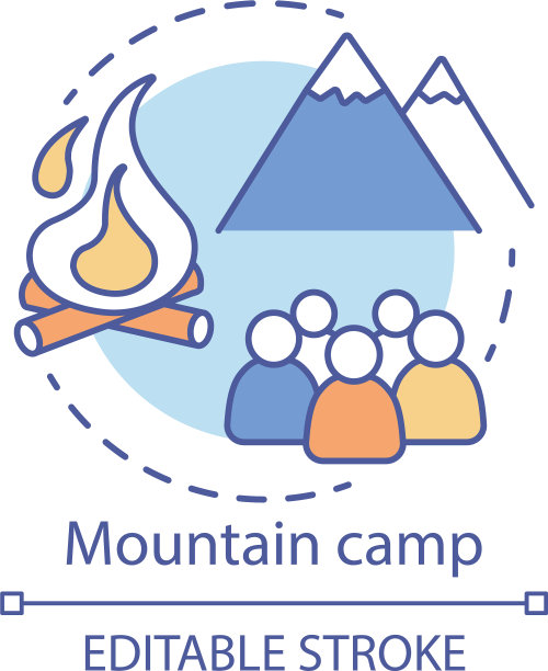登山营地概念图标夏季徒步旅行和图片下载