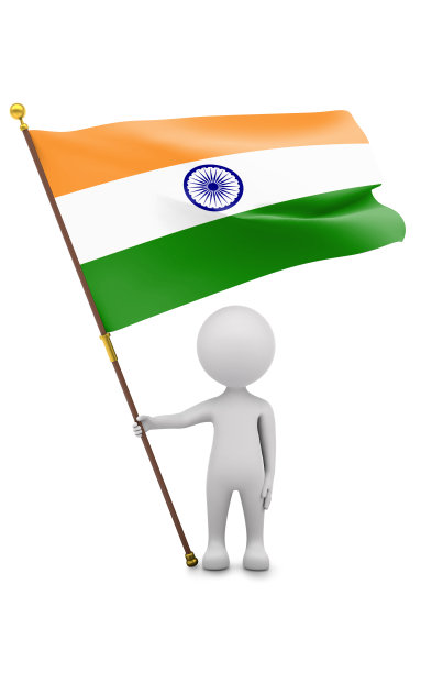 卡通3D简笔画是在白色上挥舞印度国旗图片下载