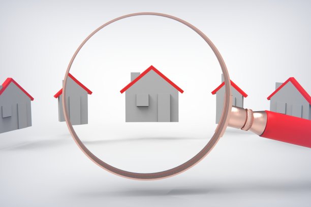 3d渲染概念租赁，搜索，购买房地产。库存图片图片下载