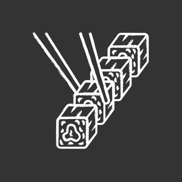 寿司配以筷子、粉笔图标的传统图片下载