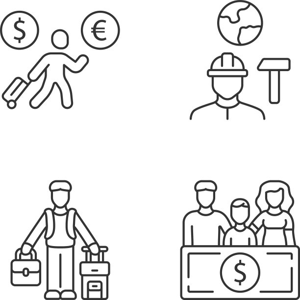 移民线性图标设置经济移民图片下载